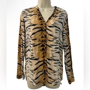 Philosophy Republic Clothing Women’s Tiger Print Long Sleeve Blouse Size S